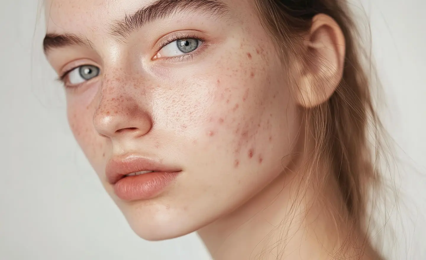 Young adult with acne scarring